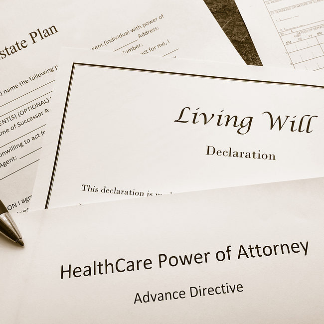 Estate Plan Living Will and Healthcare Power of Attorney documents